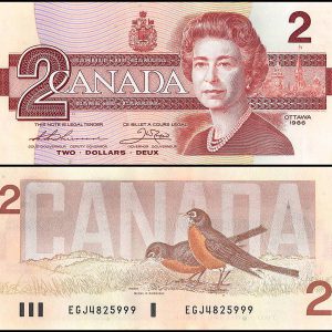 CANADA 2 DOLLARS P94 B 1986 QUEEN ELIZABETH BIRD UNC CANADIAN MONEY BANK NOTE 